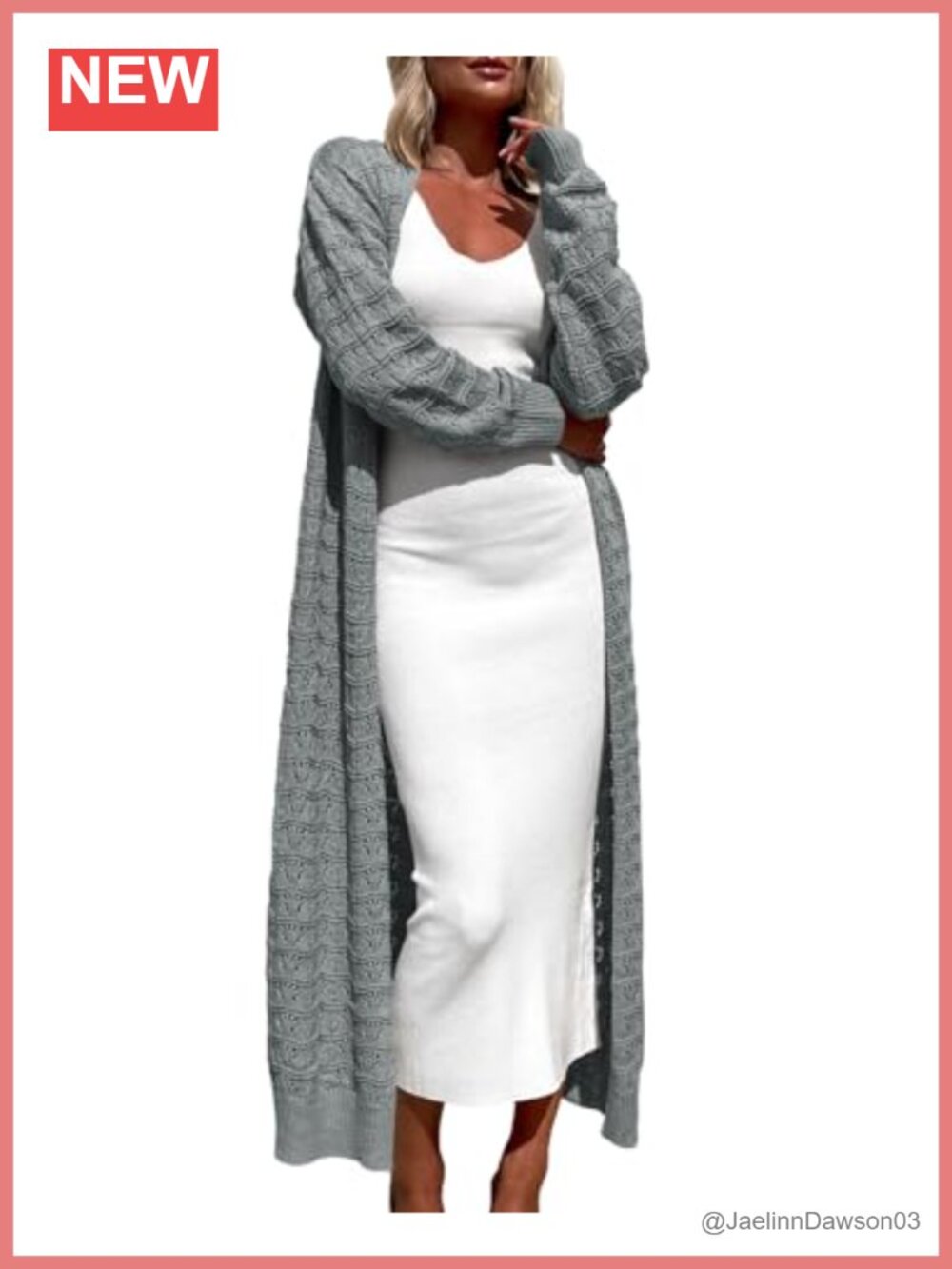 Crochet Maxi Cardigan Sweater Open Front Knit Long Sleeve Lightweight Duster
